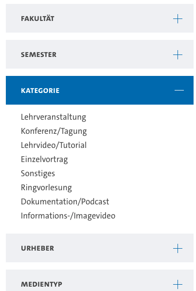Screenshot Katalogfilter